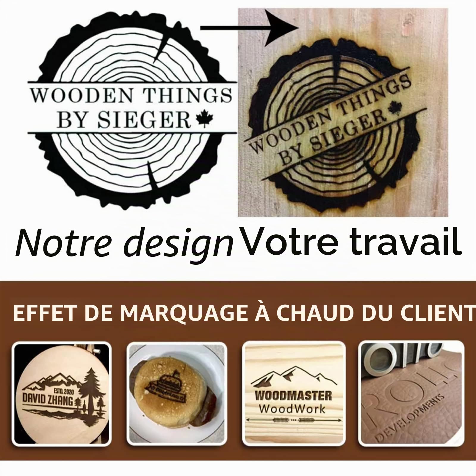 Fer de marque en laiton personnalisé pour bois Logo personnalisé Tampon de marque pour signature, cuir, nourriture, bois par Handmade (1 "x1")
