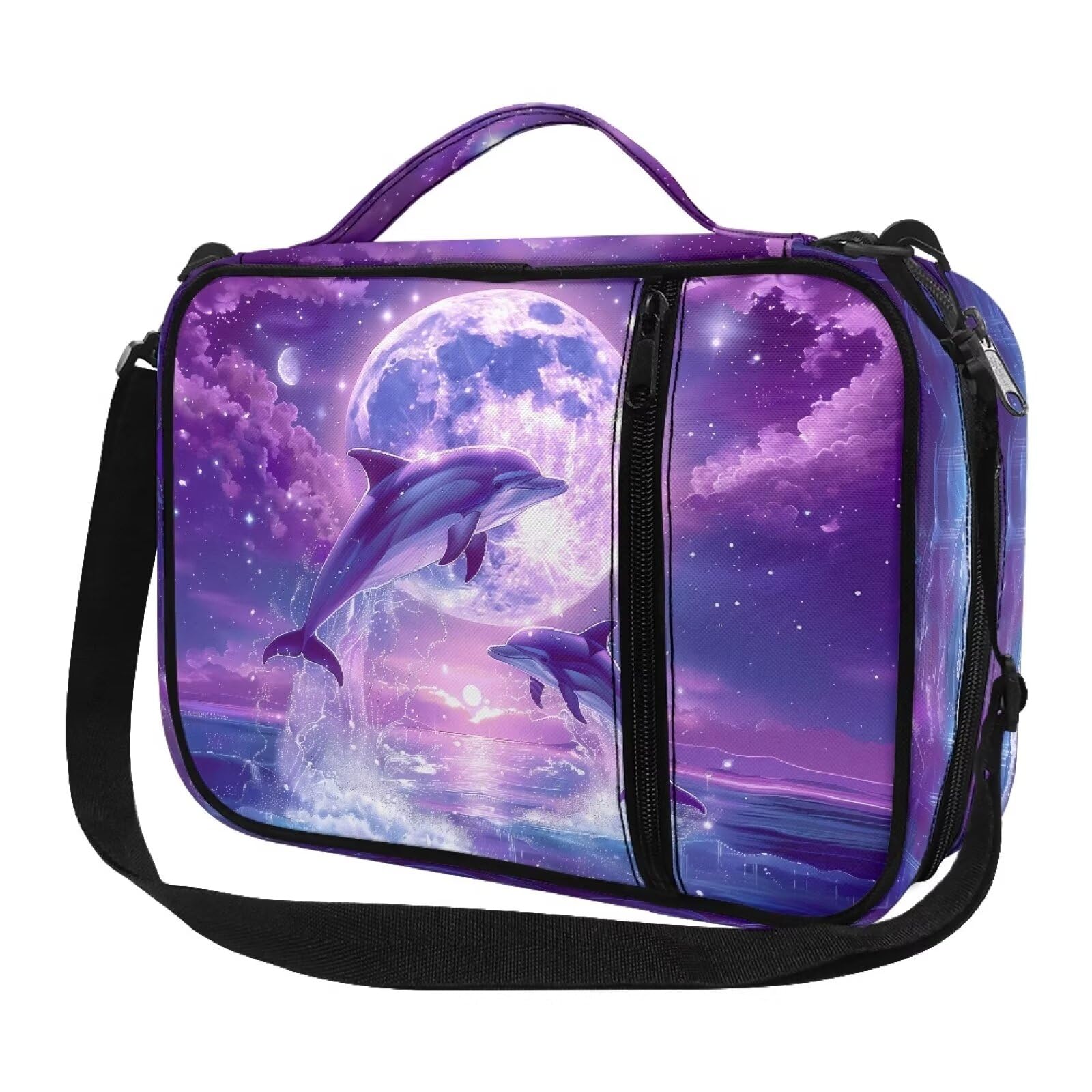 Salabomia Dolphin Bible Case for Women, Portable Bible Study Supplies Bag for Women Girls, Multi-Functional Bible Carrying Case Large Size with Straps