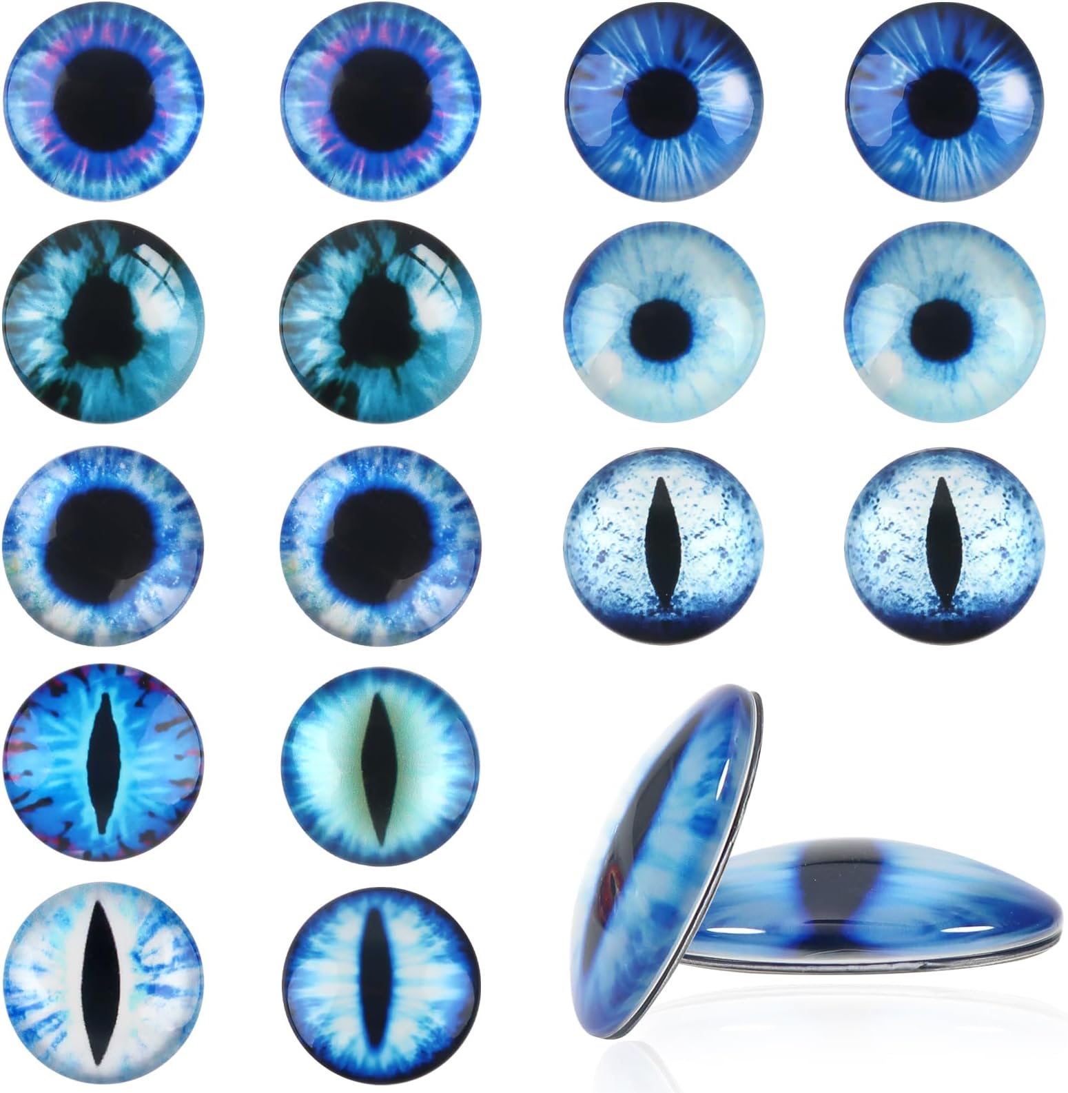 TOAOB 20pcs 1.18 Inch Blue Large Dragons Eyes Glass Cabochons Eyes for Clay Doll Making Sculptures Props Craft DIY Findings Jewelry Making