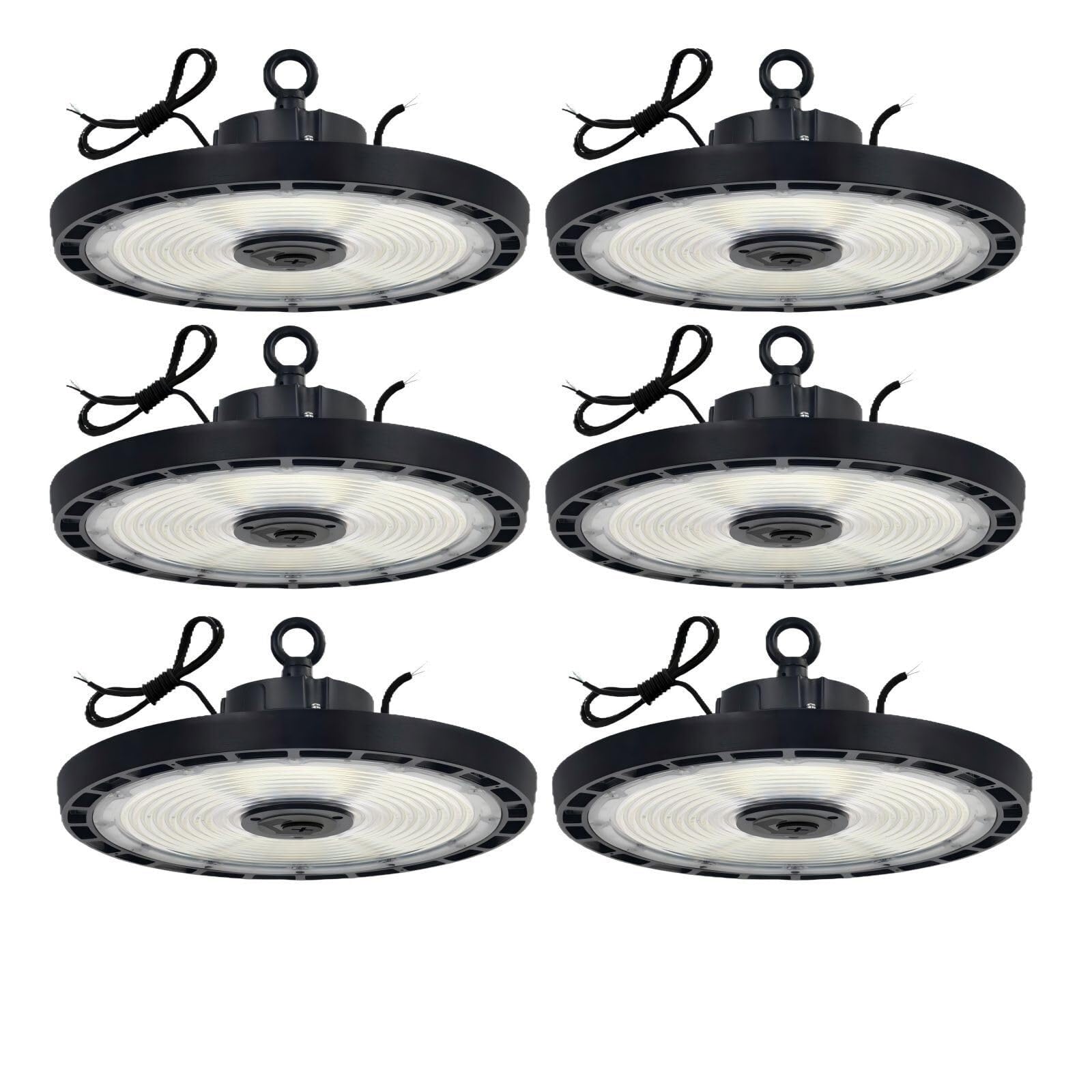 Oświetlenie UFO LED High Bay IP65 DLC Premium ETL, 6 sztuk z kablem 5 stóp do magazynu, garażu, stodoły, siłowni(180/200/240W UFO,2PACK)