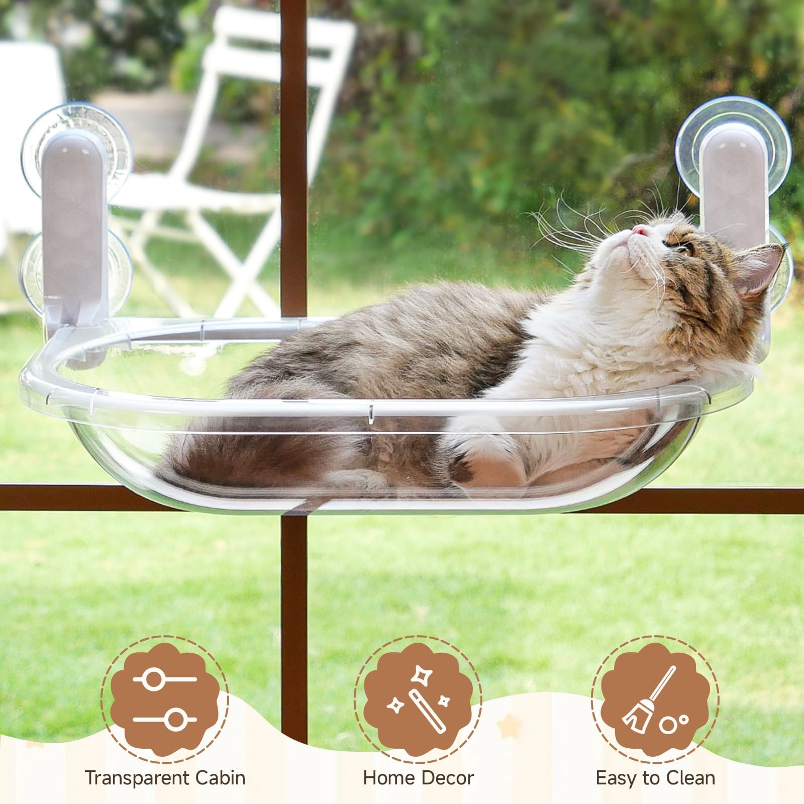 EDAGNY Perchoir Chat Transparent, Hamac-Lit Capsule Spatiale Solarium 10kg