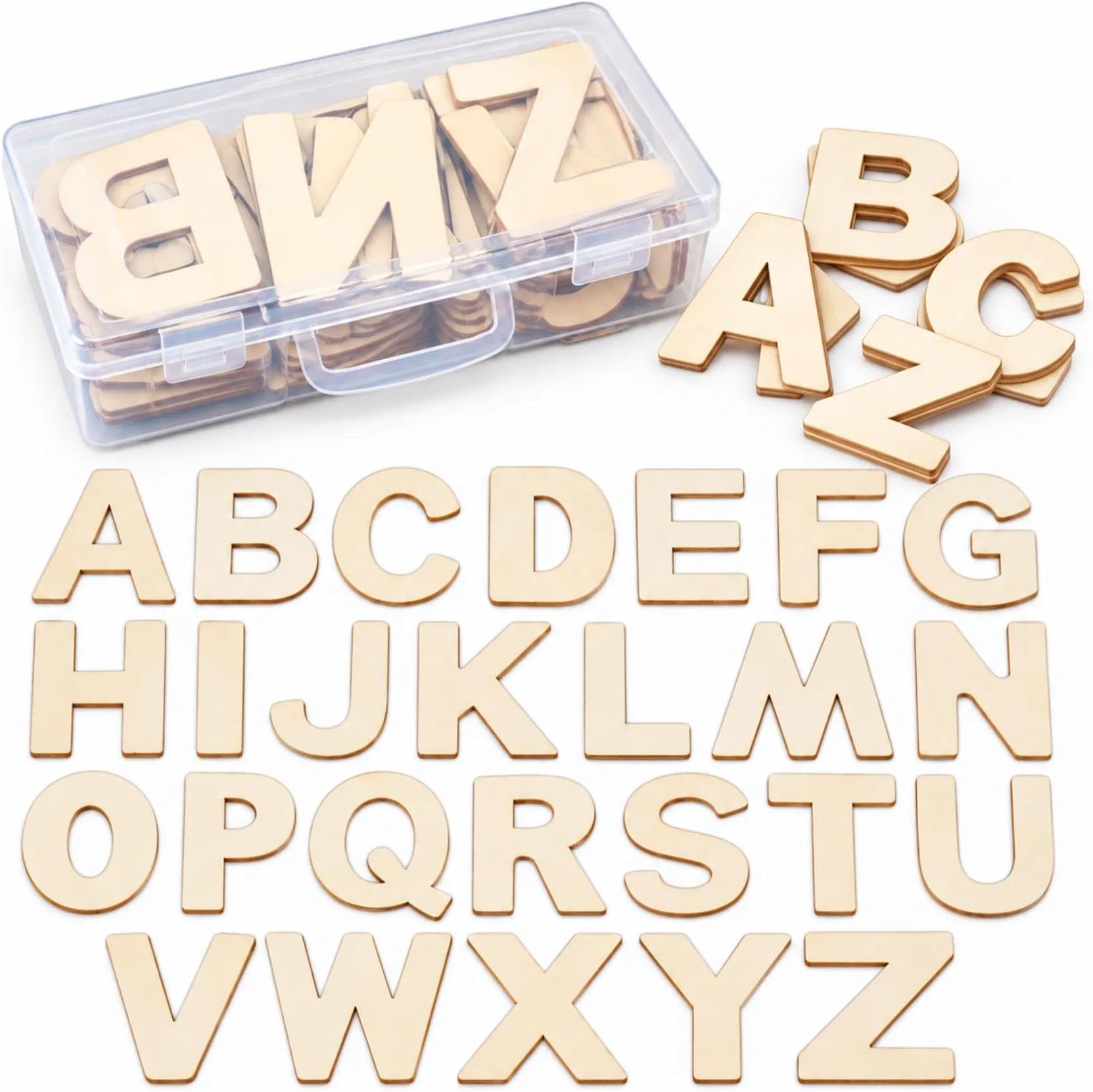 4" Wooden Letters - 52 Pcs Wood Alphabet Letters for Crafts Wood Letters Sign Decoration Unfinished Wood Letters for Painting/Wall Decor/Letter Board/DIY