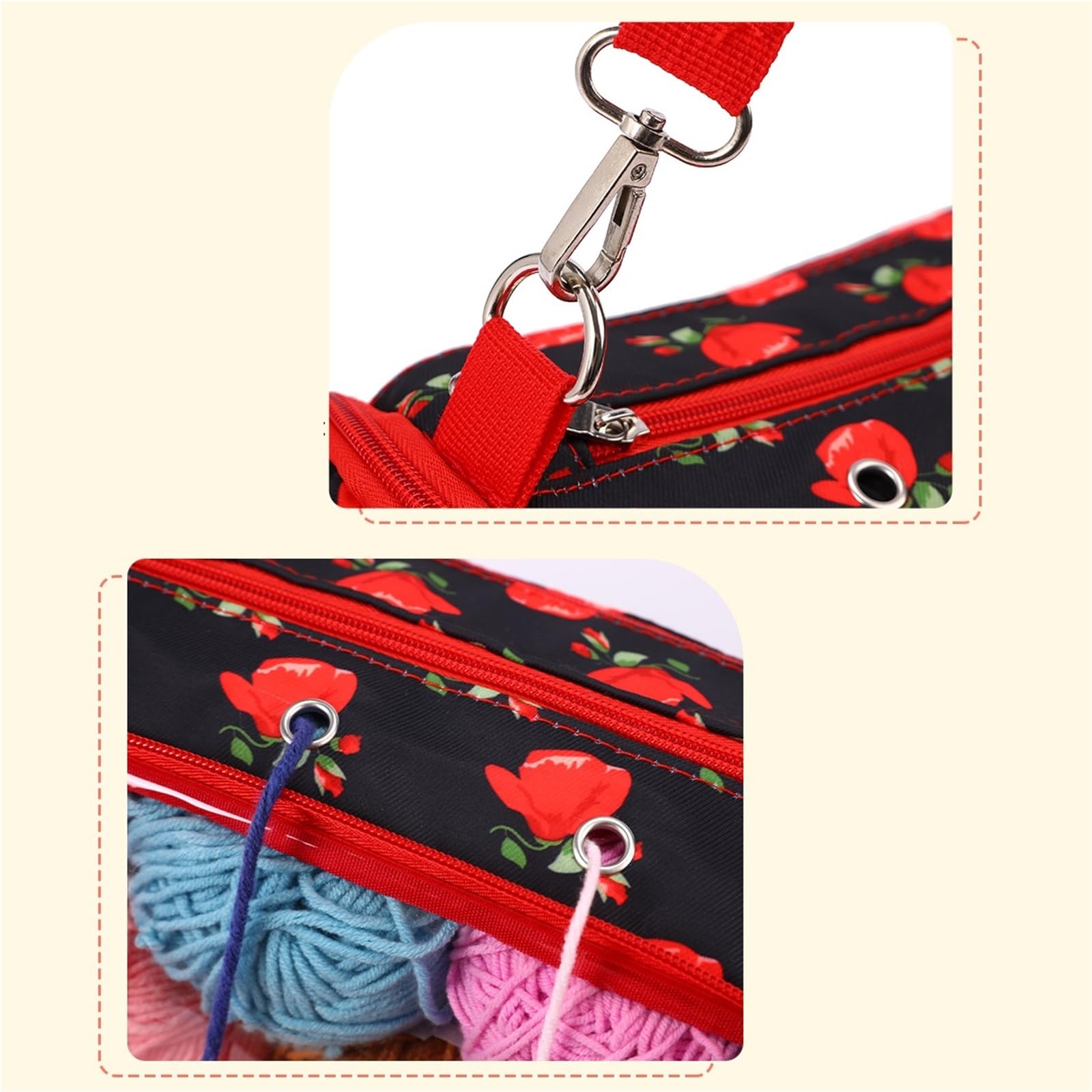 projekttasche für strickzeug Yarn Storage Bag Empty Wool Crochet Waterproof Hooks Diagonal Package Sewing Organizer Knitting für Wolle und Strickzubehör(Color 6)
