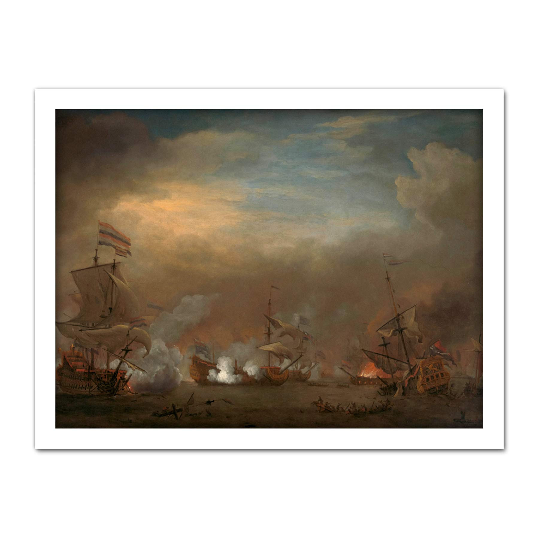 Artery8 Encounter During The Battle Of Kijkduin Artwork Framed Wall Art Print 18X24 Inch