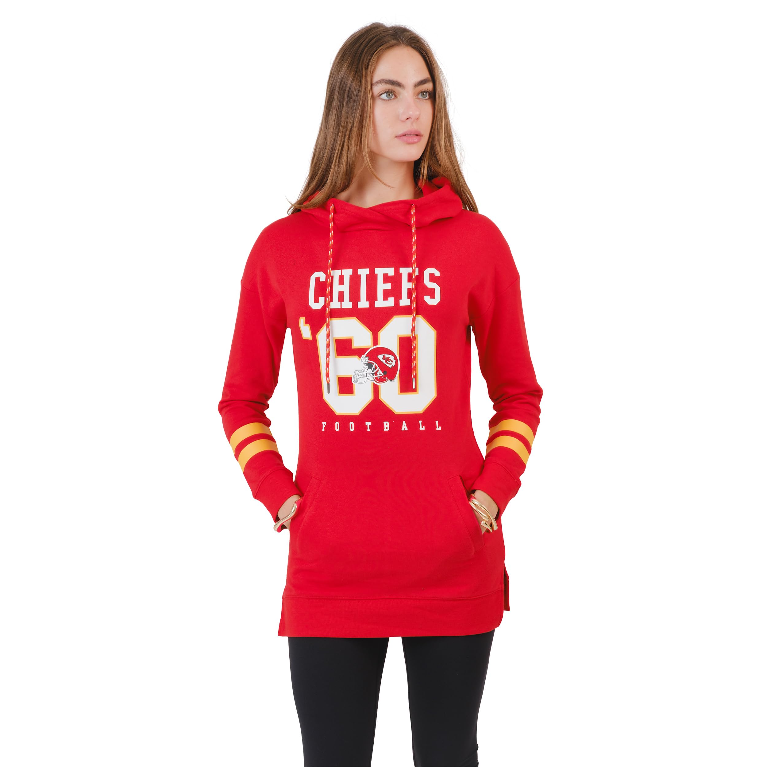 Ultra Game Women's NFL Official Supremely Soft Tunic Sweatshirt Hoodie