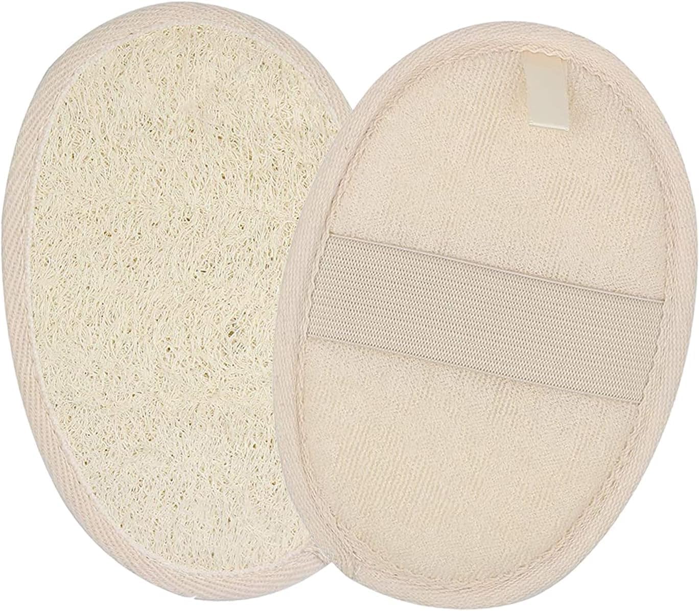 Esponja exfoliante corporal de lufa, 2 piezas de esponja natural de lufa, esponjas naturales de lufa, almohadillas exfoliantes corporales de ducha, cepillo de espalda de lufa, para mujeres y hombres,