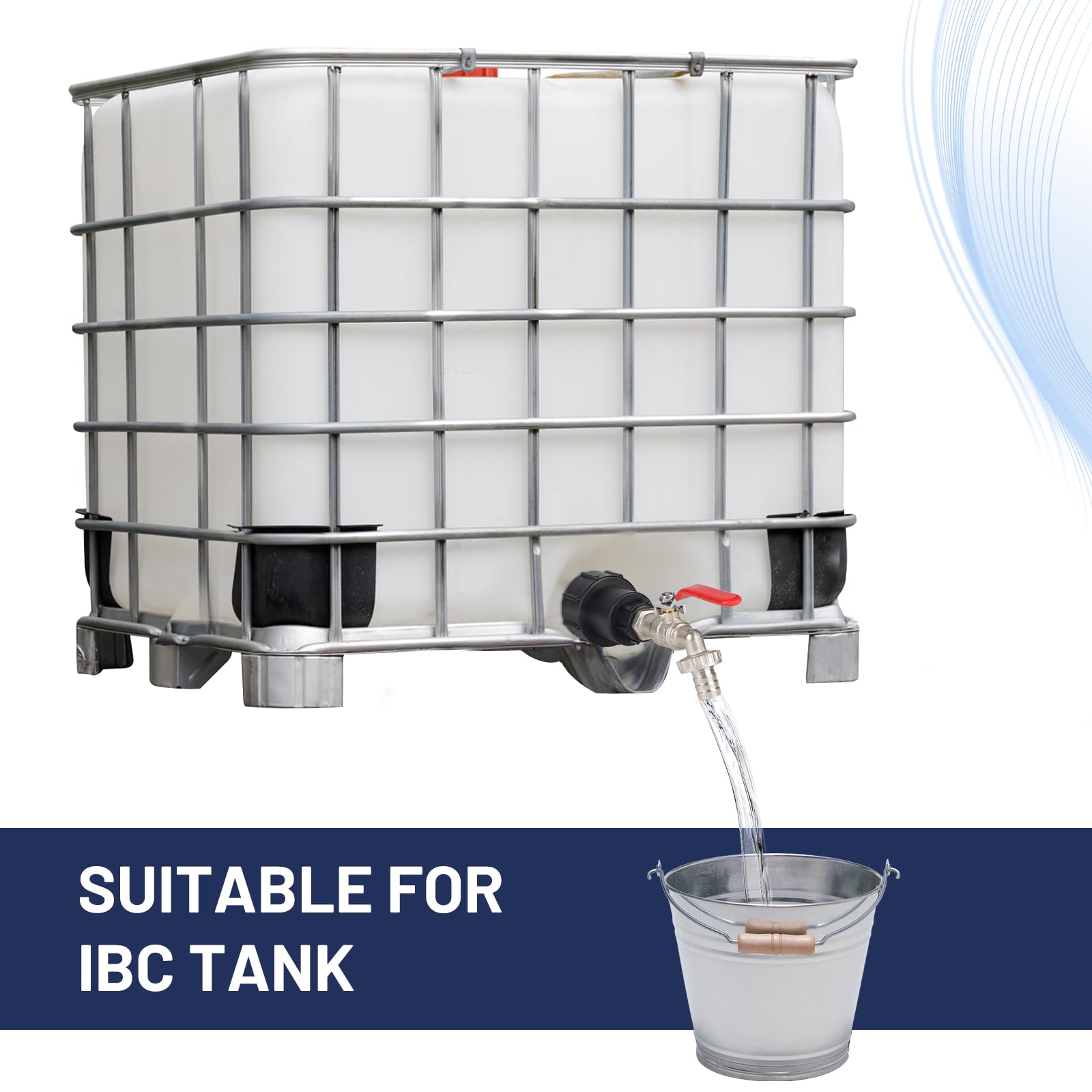 Rubinetto A Collo D'Oca Per Serbatoio IBC 1000L - 2 In 1 Con Prolunga E Attacco 3/4'' - 2