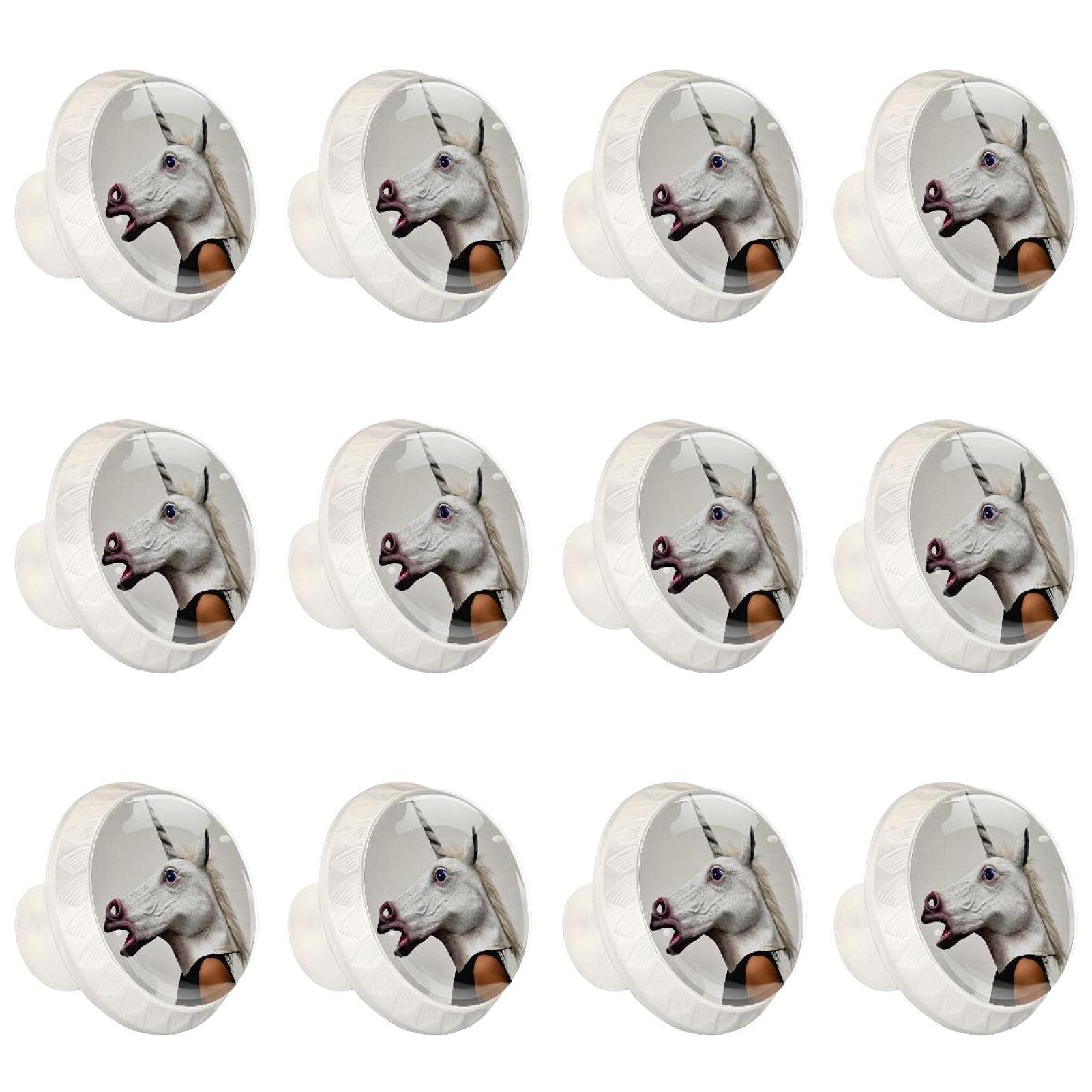 Boutons d'armoires de cuisine ronds et poignées de placard motif licorne 12 pièces