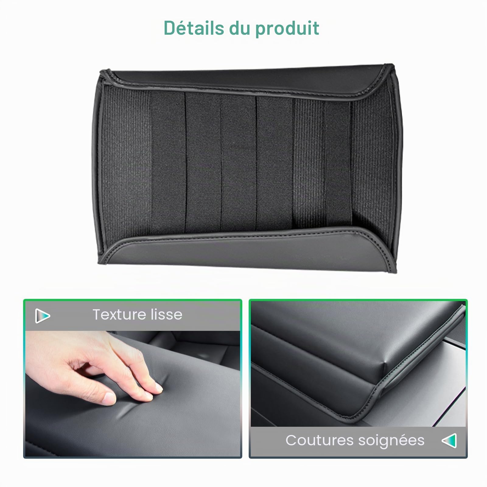 GAFAT Tesla Model 3 2026-2024 Standard & Premium Housse d'Accoudoir, Console Centrale Protection PU Microfibre Cuir Rembourrage, 4 CM Augmente L'épaississement, Tesla Model 3 Accessoires 2025