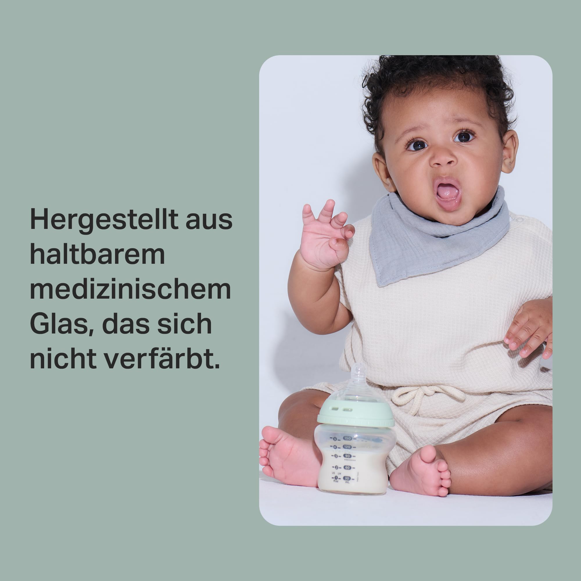 Tommee Tippee-Babyflaschen, Natural Start-Set aus Glas für Neugeb., Anti-Kolik-Flaschen (150ml und 250ml), brustähnl. Sauger, selbst steril., Zubehör