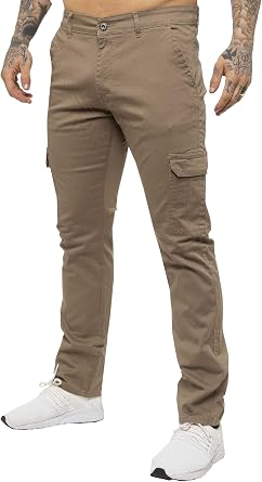 989Ze ENZO Mens Cargo Combat Trousers Pants Cotton Casual Slim Fit Stretch Chinos