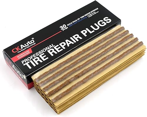 CKAuto 30 cuerdas de reparación de neumáticos marrones de 8 pulgadas, tapones de reparación de neumáticos para neumáticos todoterreno sin cámara