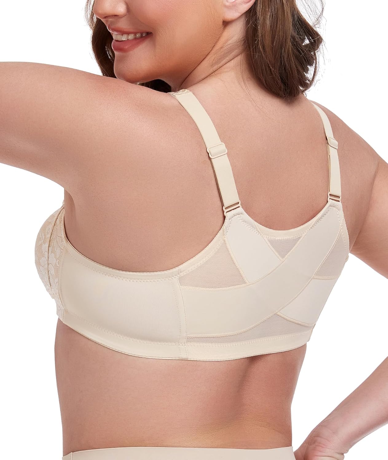 Women's Full Coverage Front Closure Bra Back Support Posture Comfort Wirefree Non Padded Plus Size - Image 2