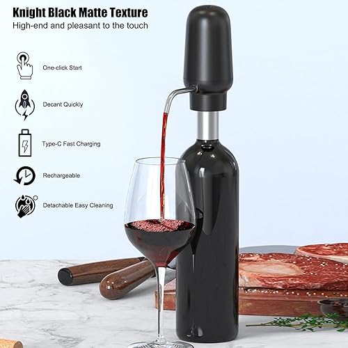 Miniatura 4 de Walbest Aireador de vino eléctrico para bar, vertedor de vino recargable con tubo, accesorios para decantador de vino rojo y blanco, vertedor