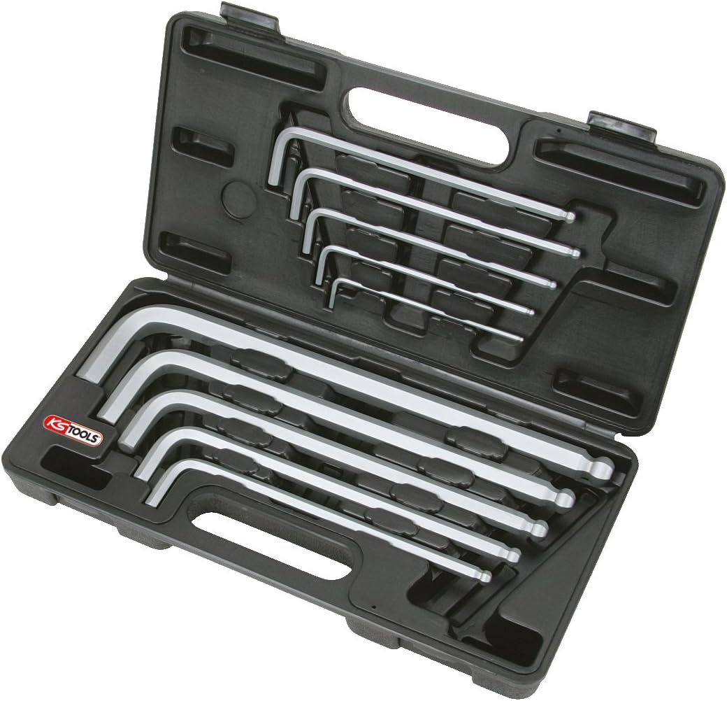 KS TOOLS Ball Ended Hexagon Key Wrench Set,Extra Long,10 pcs