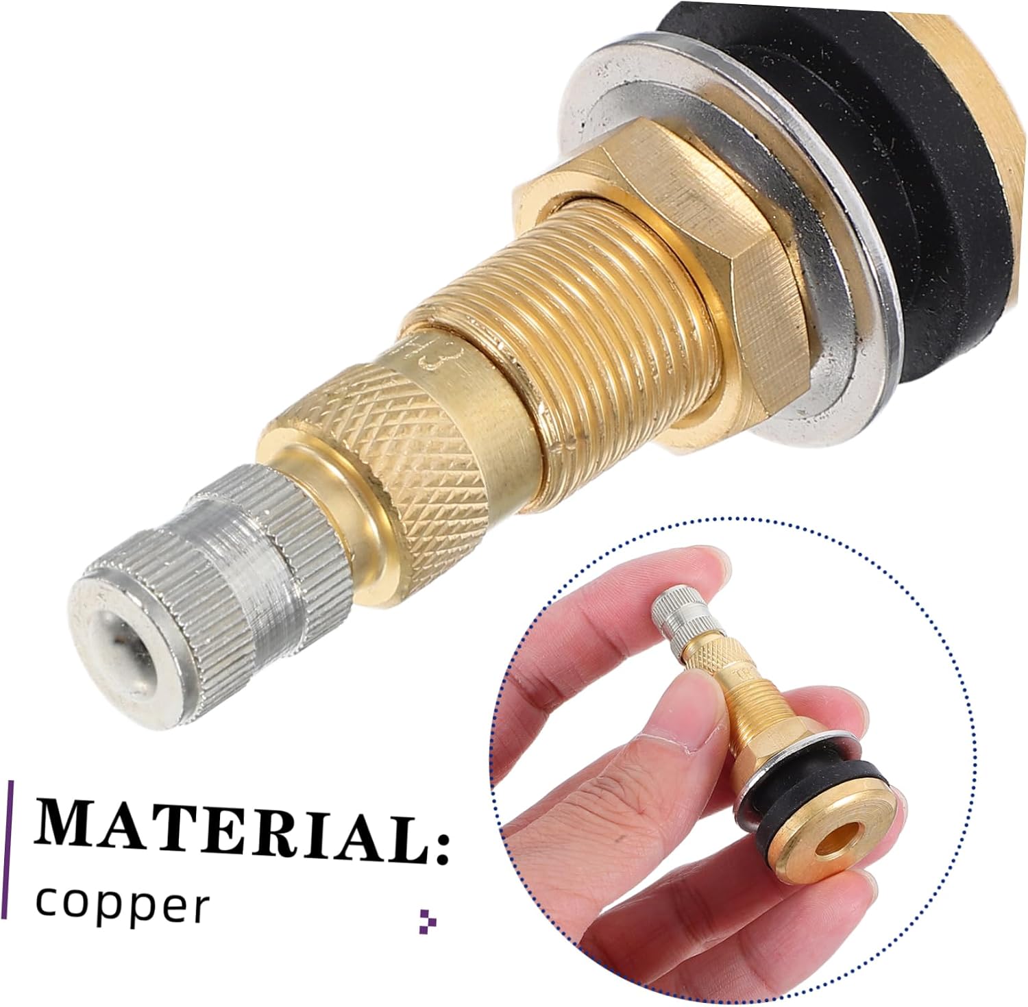 STOBAZA 2pcs Brass Valve Stems: Metal Valve Stems Outer Mount Truck Tire Inflator Adapter with High Pressure for Construction Vehicles Loaders and Rollers