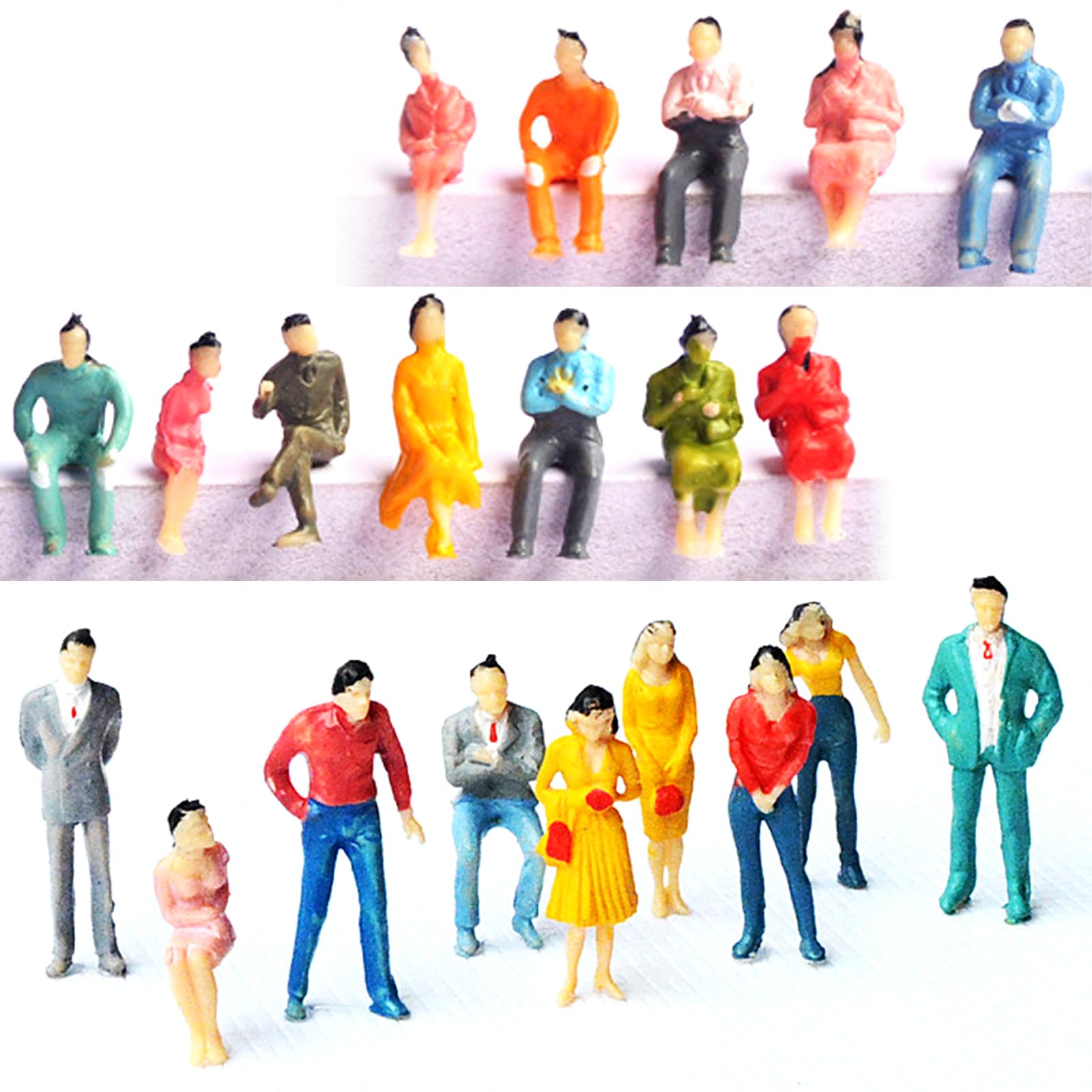 50 Pezzi Mini People Figurine de Miniature Figure Diverse Pose Modello in Scala 1: 50 per Scene in Miniatura Progetto Architettonico