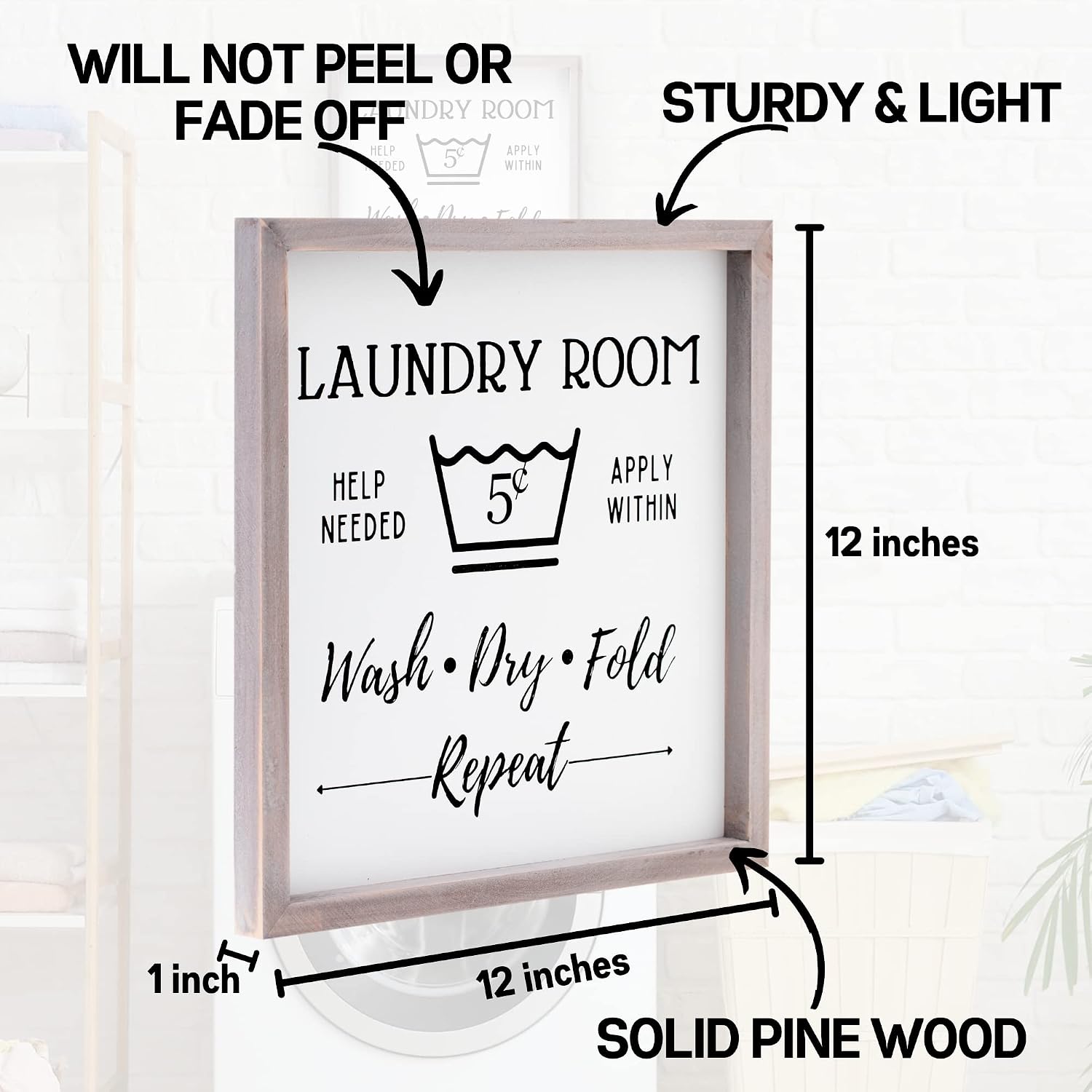 Athena's Elements Wooden Wall Decor Laundry 5 Cents image 3