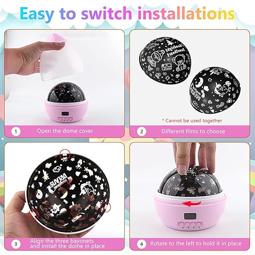 Miniatura 7 de Proyector de luz nocturna de unicornio para niños, oso de peluche y unicornio de Sweet Dream, rotación de 360 grados, luz de decoración de Navidad,