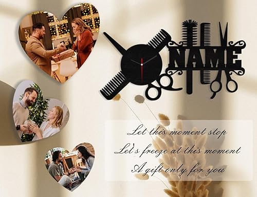 Miniatura 6 de AIFLM Reloj de pared personalizado para peluquería con texto personalizado, reloj de pared para peluquería, peluquería, reloj de pared, regalo único