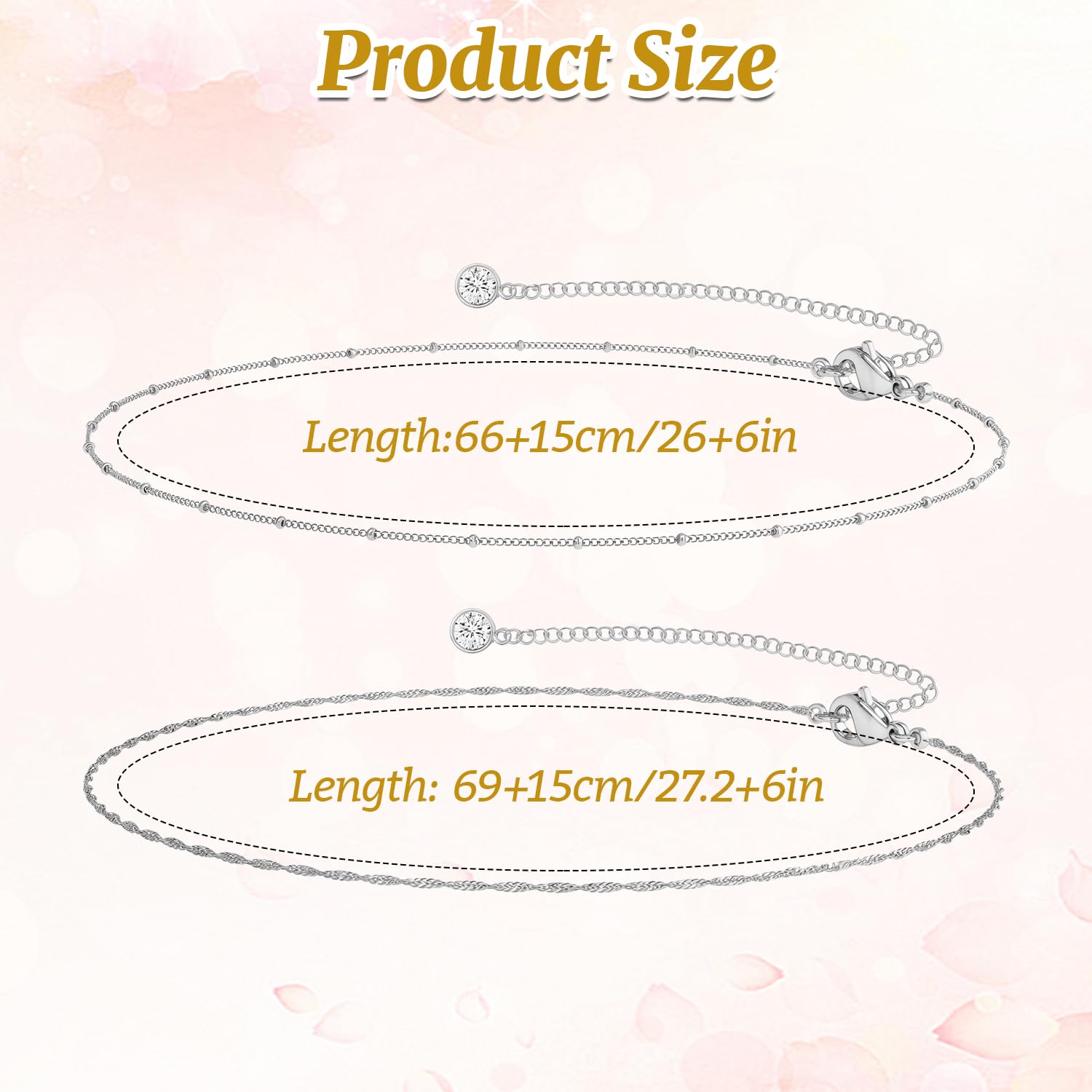 Confezione da 2 Catena in Argento da Vita per Donna, Catenina Regolabile per la Pancia Gioielli per il Corpo, Accessori Minimalisti per Bikini e Outfit Quotidiani