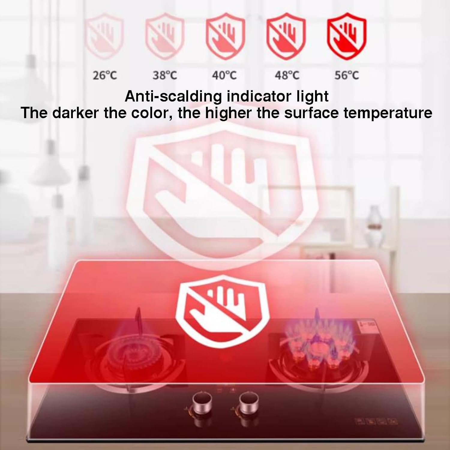5.2kw High-Efficiency Gas Hob,Portable Double Burner Stove,9-cavity High-heat Cooktop,Tempered Glass Auto-Ignition,with Flame Failure Protection,NG/LPG Compatible(LPG)