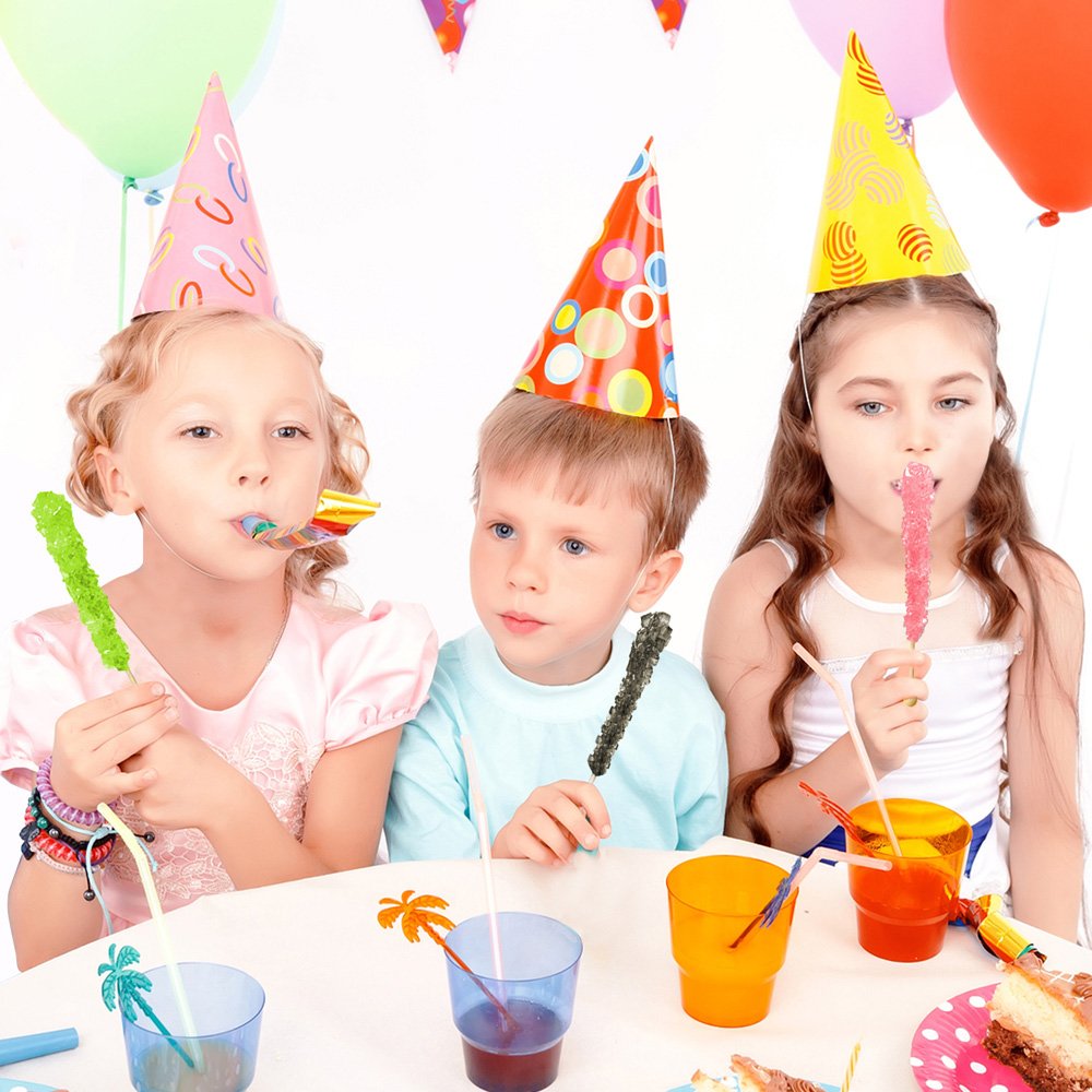 Extra Large Rock Candy Sticks: 36 Pink Cherry Lollipop - Individually Wrapped - Crystal Rock Candy Sticks for Party Favors, Candy Buffet, Birthdays, Weddings, Receptions, Bridal and Girl Baby Shower
