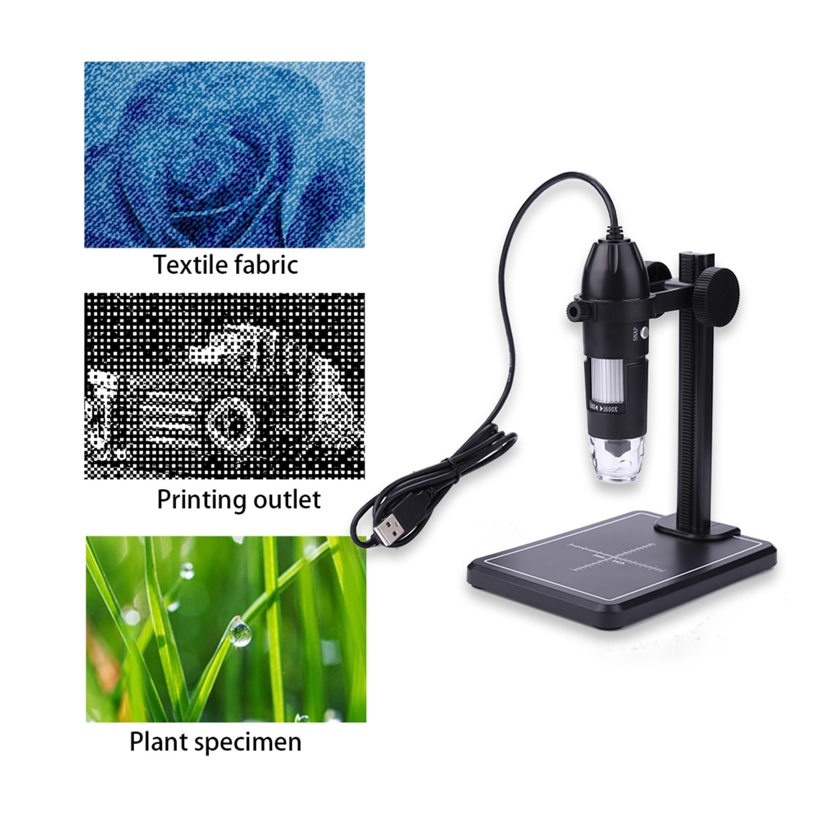 1600X USB Digital Microscope With 8 LED & Lift Stand Zoom Camera Magnifier 2MP Video Microscopes For Win10 Win8 Win7