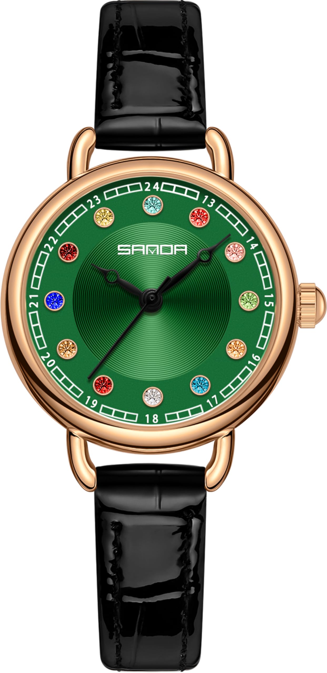 findtime Relojes de mujer pequeños elegantes analógicos de cuarzo reloj de mujer piedras coloridas joyas originales moderno reloj de pulsera para mujer acero inoxidable cuero regalos románticos para