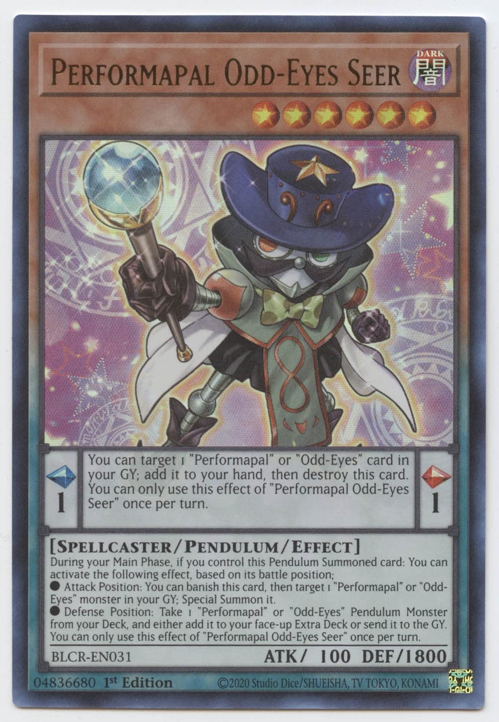 Performapal Odd-Eyes Seer - BLCR-EN031 - Ultra Rare - 1st Edition