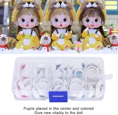 Miniatura 3 de HEEPDD 60 globos oculares de muñeca, ojos de plástico medio redondos de 0.63 pulgadas, coloridos globos oculares de Halloween para oso de peluche,