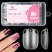 Extra Short Square Nail Tips 240Pcs Soft Gel Nail Tips - Shape Pre Half Matte Full Cover Clear Acrylic Gel Kit False Press on Nails for Extension DIY Salon 12 Sizes