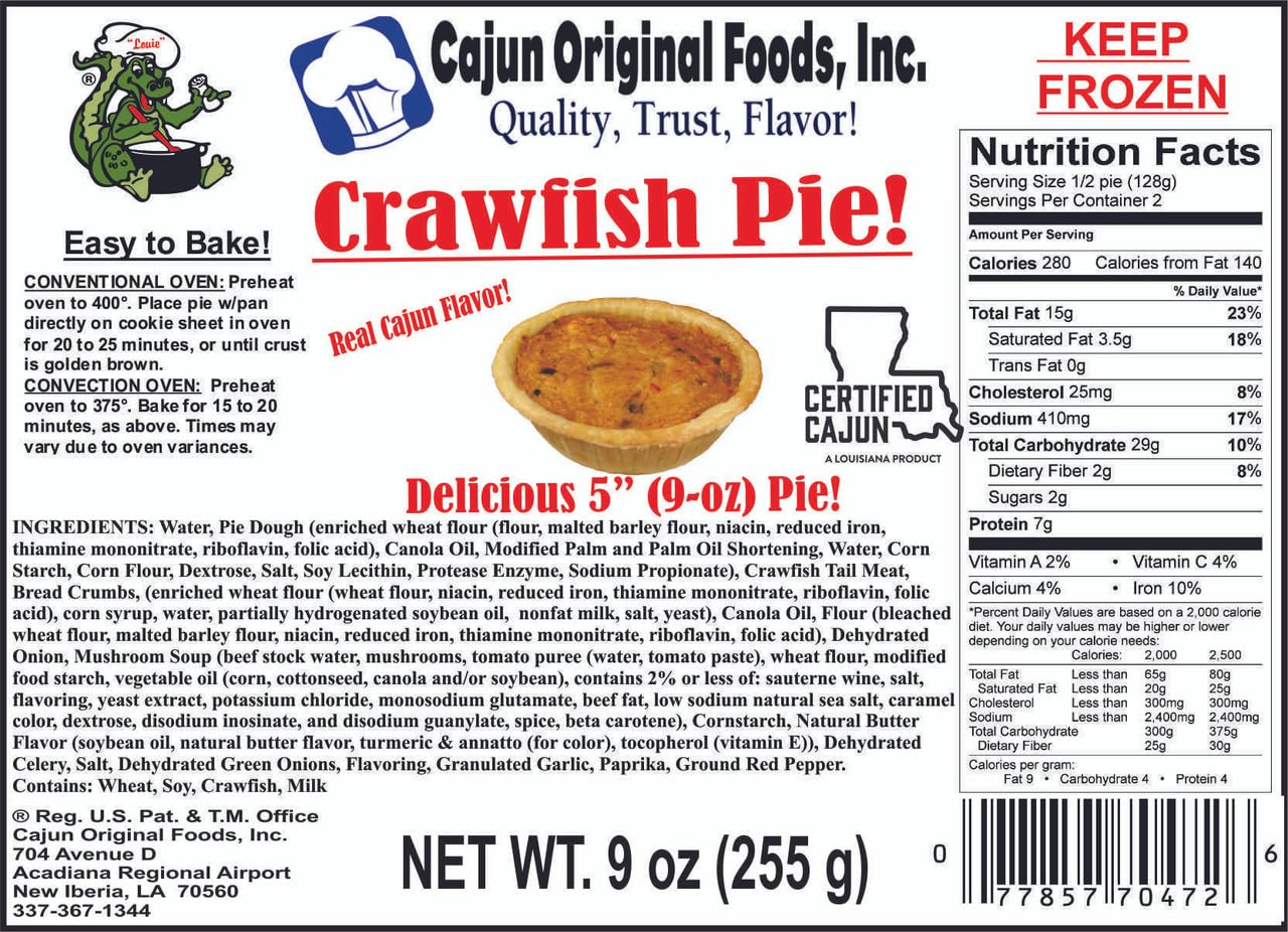 Cajun Original Cajun Crawfish Pie 5 inch