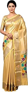 Anand Trends Women's Paithani Silk Saree with Blouse Piece | Traditional Maharani Handloom Style Art Silk Saree for Weddin...
