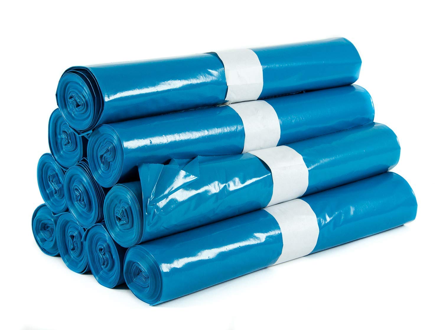 Hygiene VOS 250 sacchi per la spazzatura robusti, extra forti, 70 cm di larghezza e 110 cm di lunghezza, 10 rotoli per ogni blu, capacità di 120 l, realizzati in Reyclingfoli ecologici