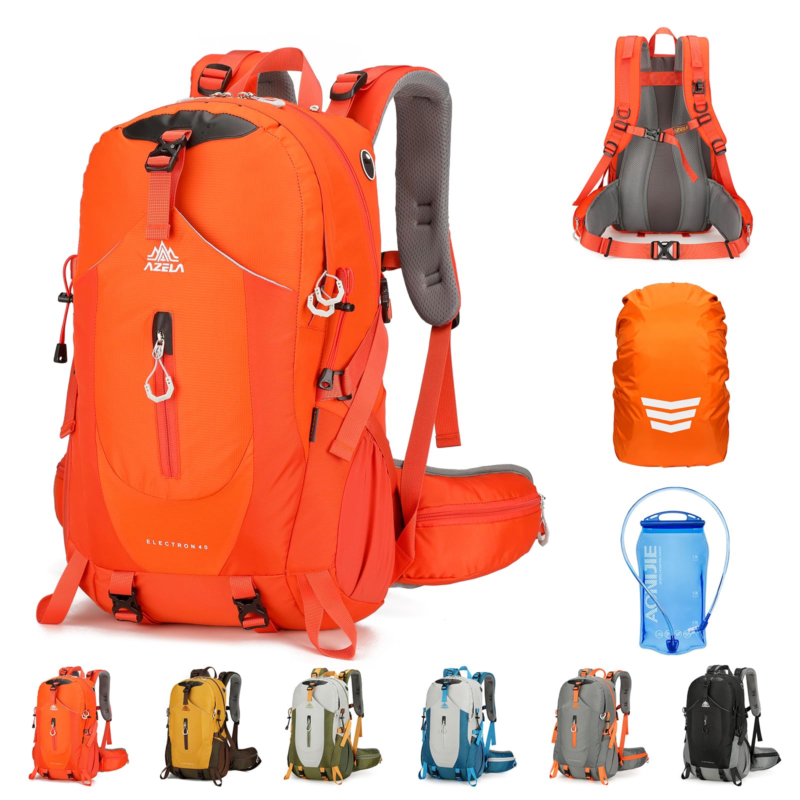 Geila 40L Hiking Backpack for Men & Women, Ultra-Lightweight & Water-Resistant Rucksack,Large Capacity Breathable Trekking Daypack with Rain Cover,Hydration Compatible (40L-Red+1.5L Water Bag)