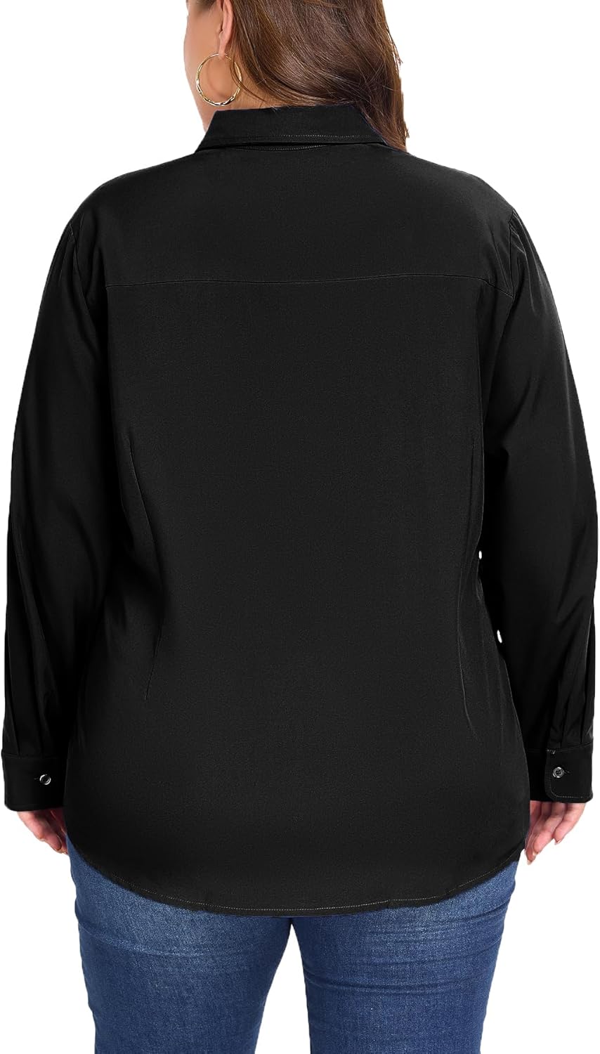 Plus Size Button Down Shirts for Women Long Sleeve Collared Casual Shirt Office Work Classic Blouse Tops XL-5XL - Image 2