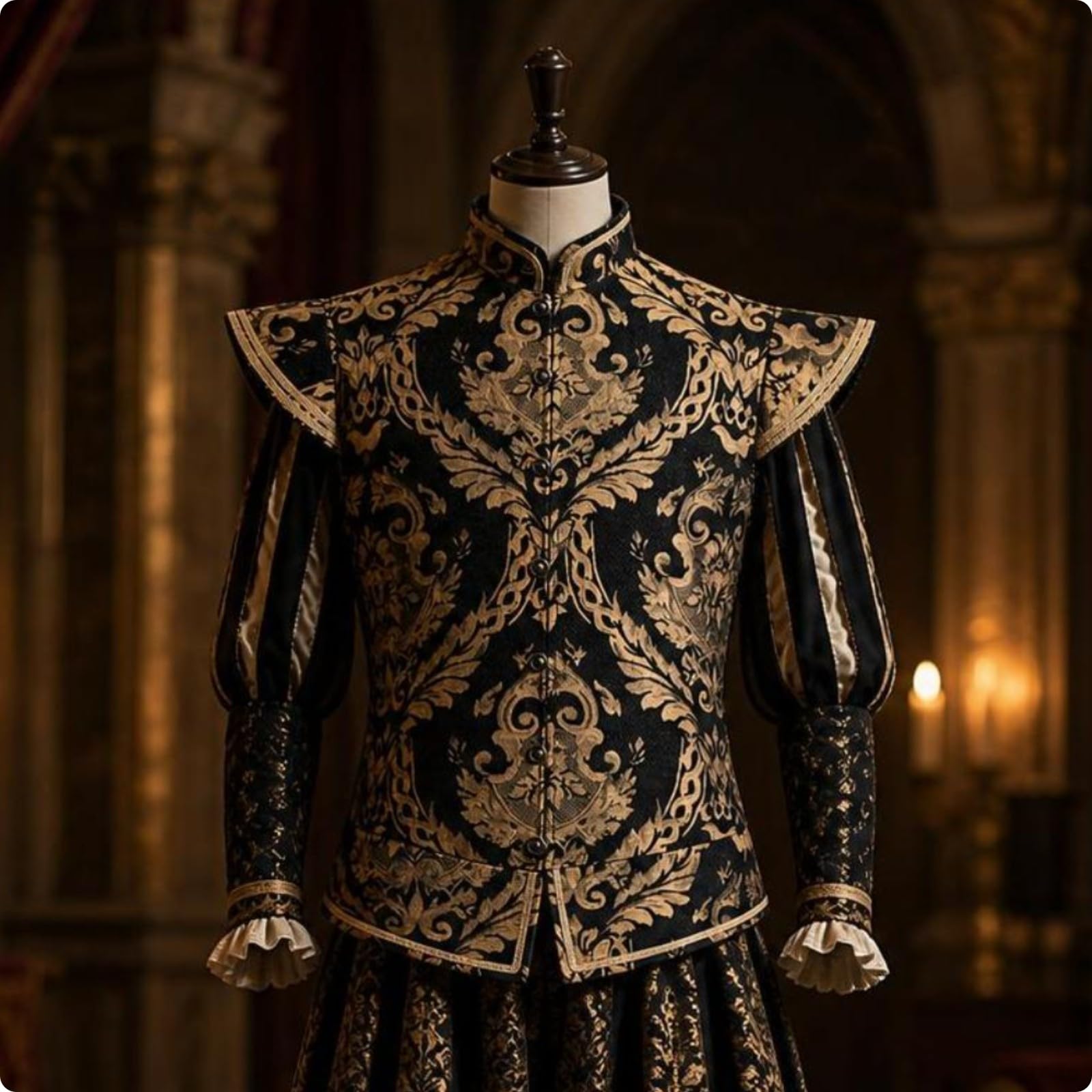 con Cuello Cómodo | Retro, Jacquard, para Todas épocas l año, Fiestas Temáticas, representaciones Obra, lloween, Negro
