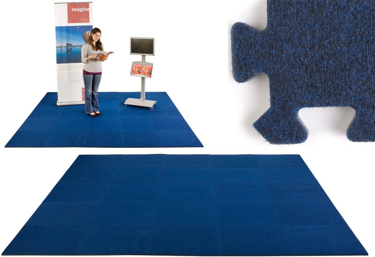 Trade Show Flooring, Navy Blue Carpeted Foam Core, 10ft x 10ft, Portable