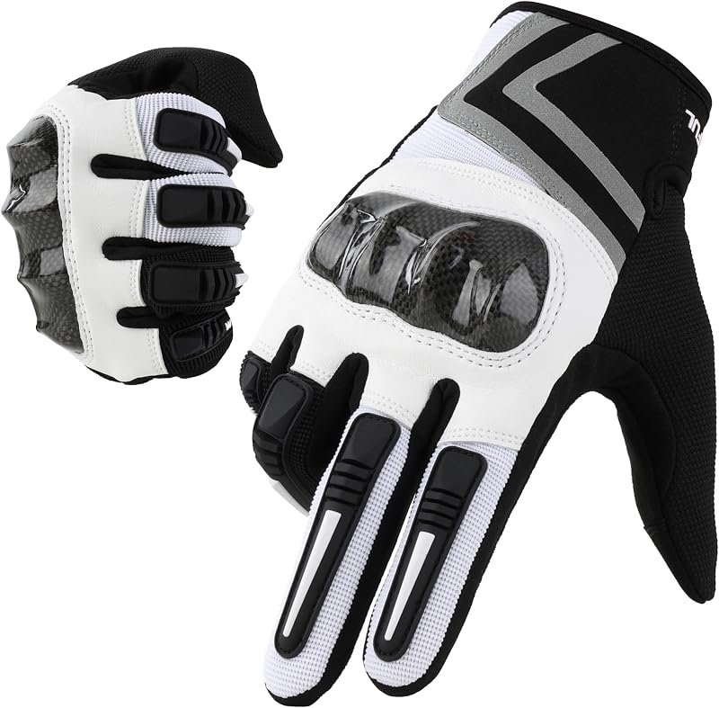 Lightweight Motorcycle Gloves for Men Women Touchscreen Summer | Carbon Knuckle Protection, Breathable & Anti-Slip for Motorbike Dirt Bike Cycling Motocross MTB ATV Cruising Casual
