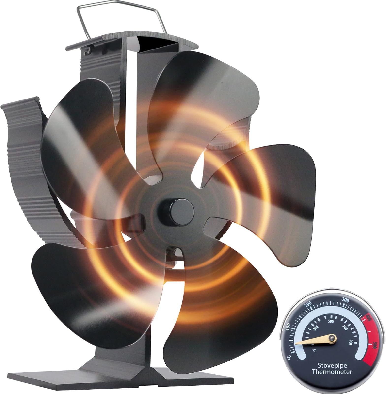 Tomersun Log Burner Fan 5 Blades Wood Burning Stove Heat Powered Fireplace Fan for Wood/Log Burner/Fireplace