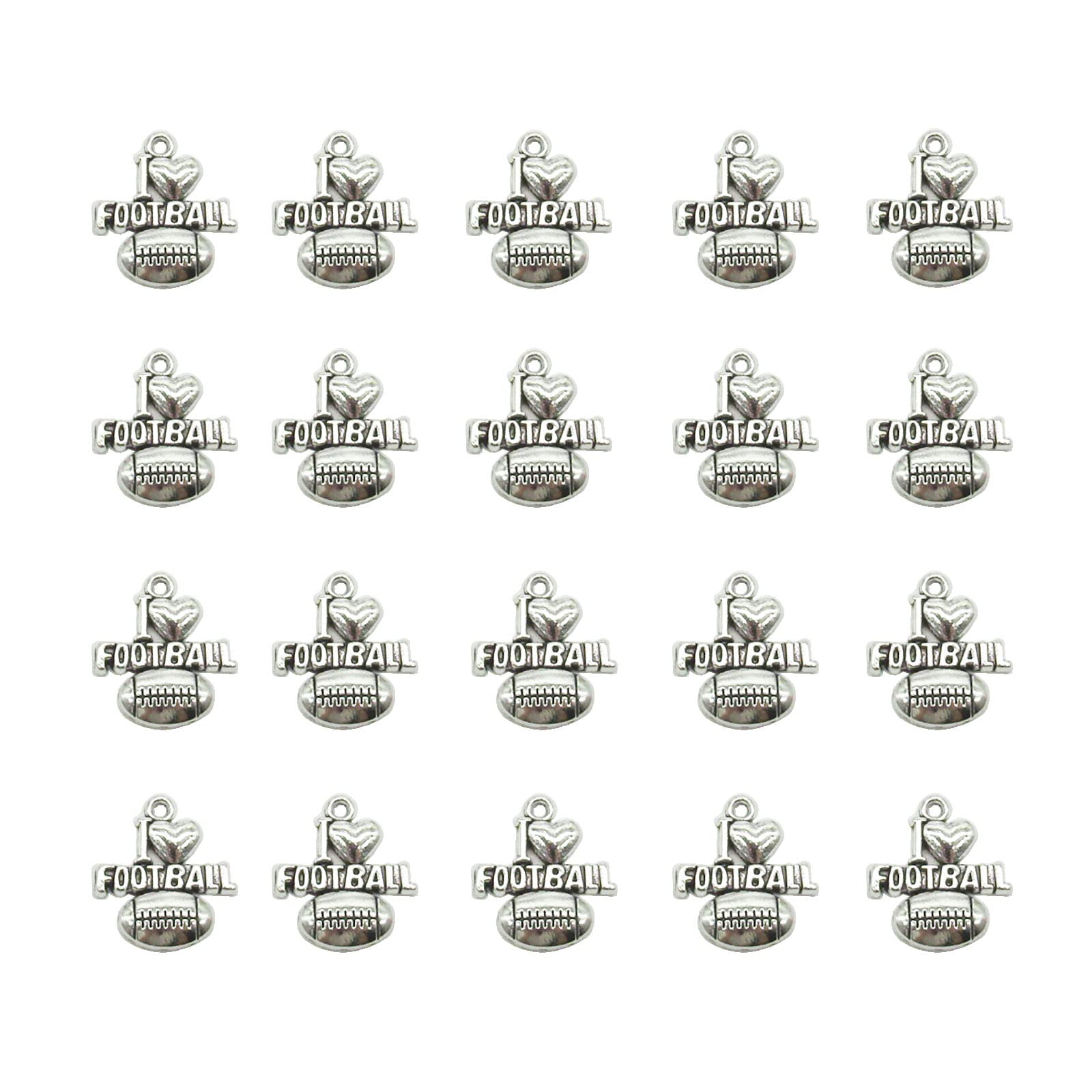 FAIWAWU60 Pcs Silver Football Charms Pendant Ball Sports Charms for Jewelry Making Bracelets Necklace, Metal, No Gemstone