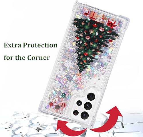 Miniatura 3 de Funda para Galaxy S22 Ultra, Galaxy S22 Ultra Glitter Case Christmas Tree Clear Soft TPU Rubber Bumper Femenino Mujer Linda funda líquida para