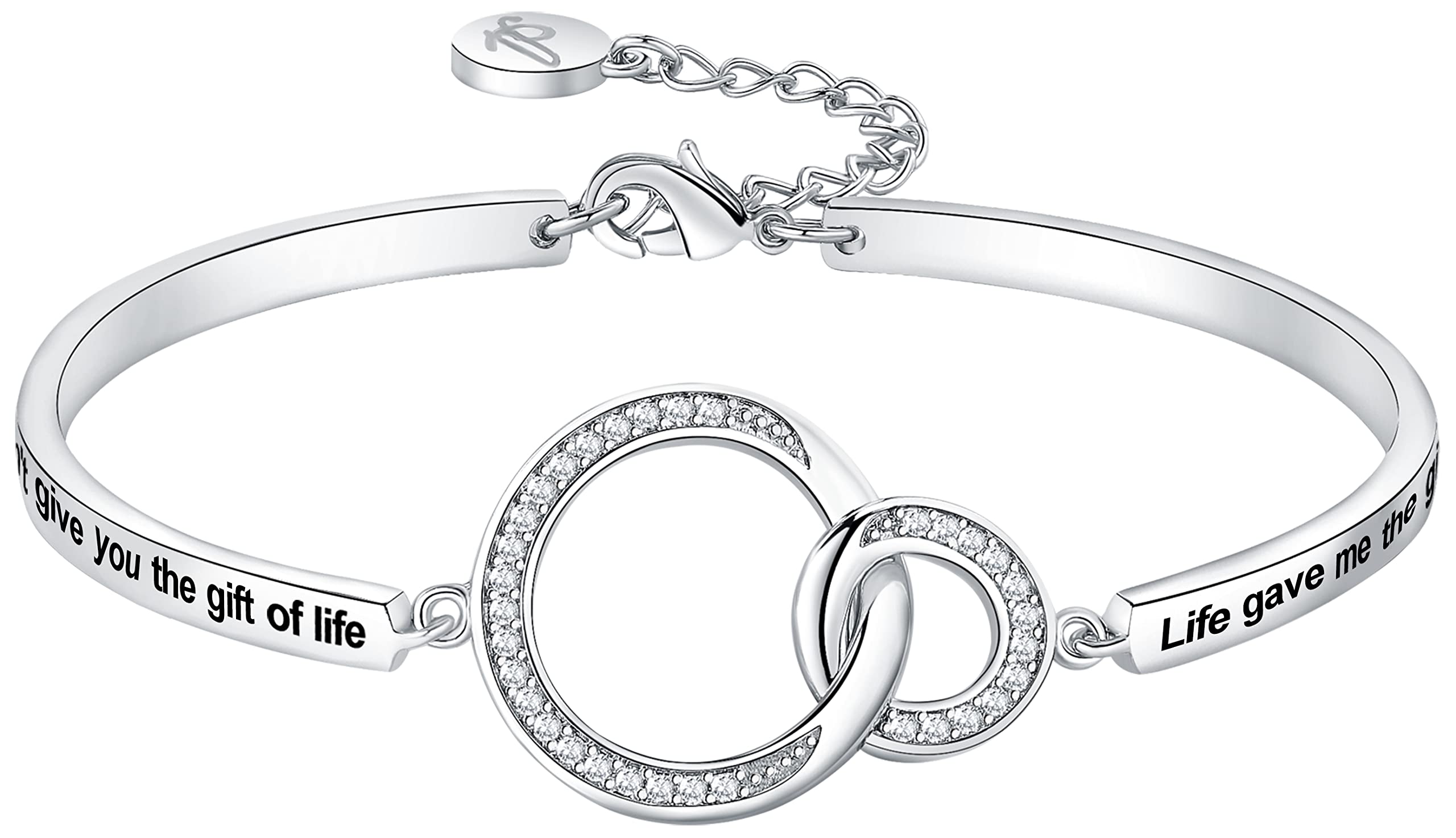 Birthday Mother/Daughter/Sister in Law Gift, ‘Marriage Made Us Family Love Made You My Mom/Daughter/Sister’ Bangle Bracelet, Women Girl Customized Jewelry, Christmas Wedding Present from Step