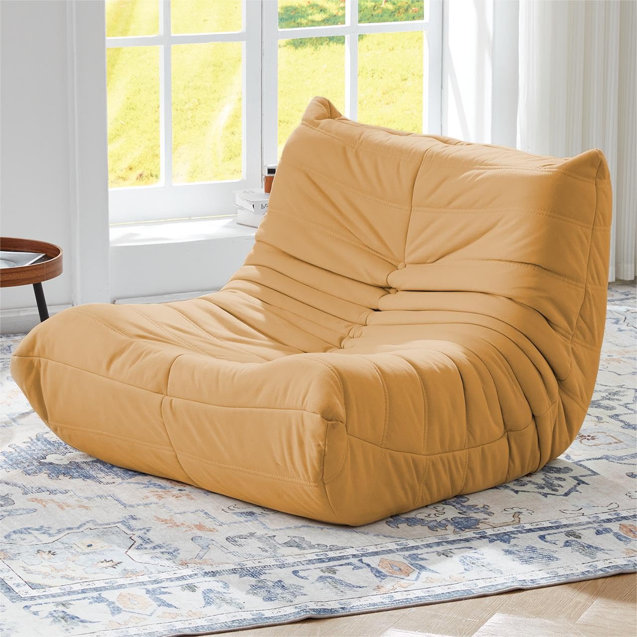 Large Comfy Bean Bag Chairs for Adults, Memory Foam Bean Bag Sofa, Ergonomic Fireside Beanbags Lazy Sofa with High-Resilience Foam, Non-Slip Base for