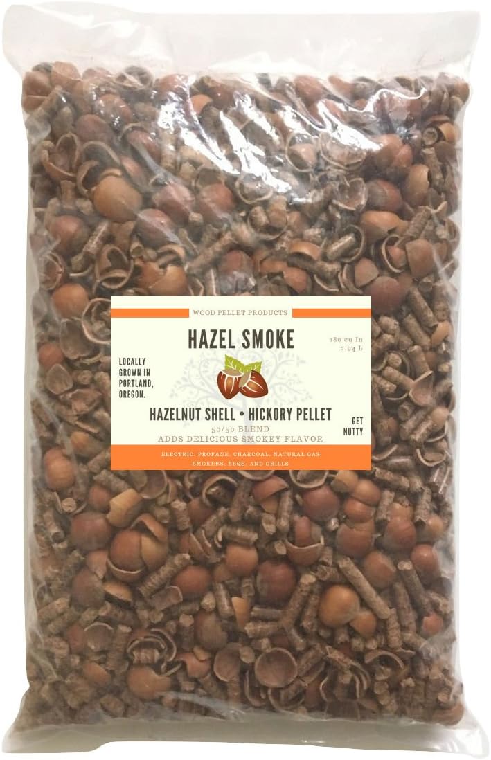 Hazel Smoke Blends - Hazelnut Shell & Hardwood Pellets. Works Just Like Wood Chips. Perfect for Your Smoker Box Or Pellet Smoker Tube. Works with All Smokers, BBQs & Grills (Hickory)