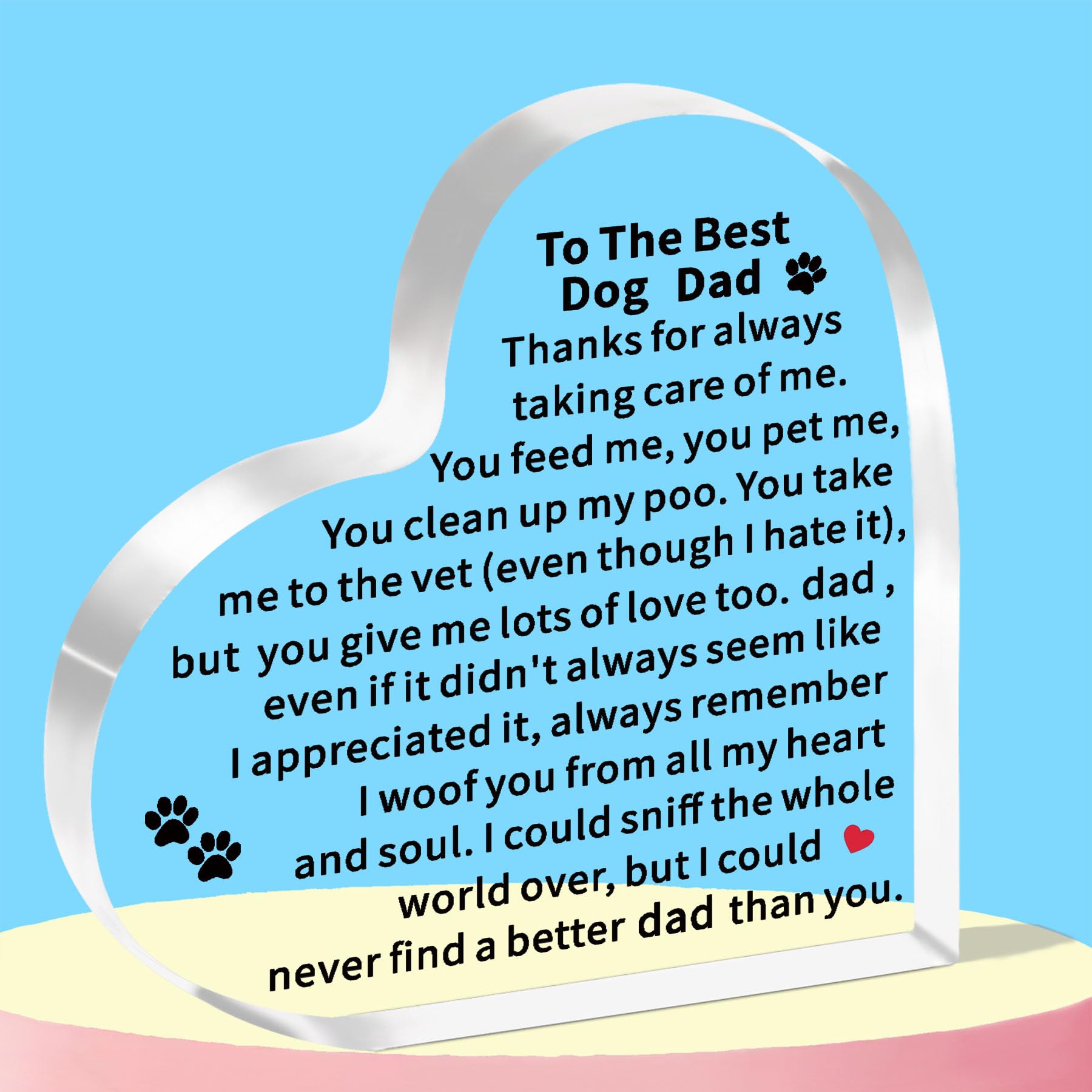 WTOPP Dog Dad Gifts, Acrylic Plaque, Small, Transparent, Pet-Themed, Home Decor