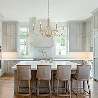 Vista 7 de Candelabro Moderno de 6 Luces 36.6" Candelabros de Vela de Latón Lámpara Colgante de Metal Dorado para Comedor, Sala de Estar, Isla de Cocina