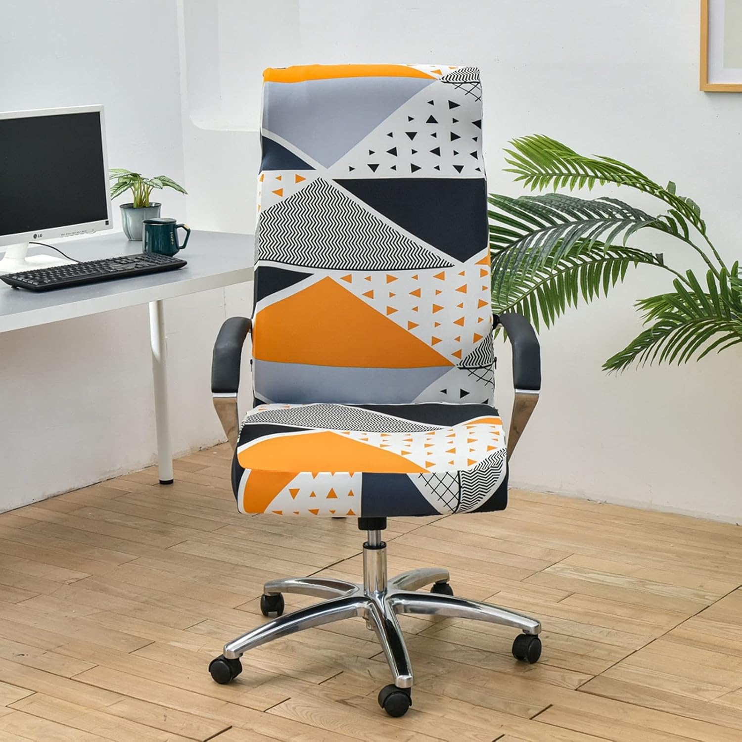 Stretch Office Chair Covers, Computer Office Chair Covers Printed Rotating Chair Slipcovers Spandex Desk Chair Covers for Office Chair Rotating Chair-A-Medium