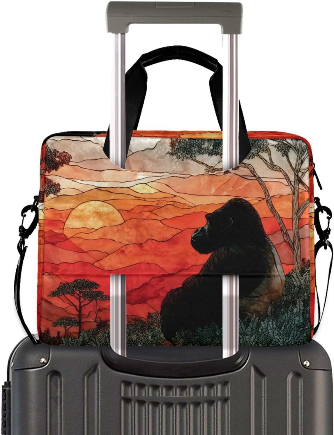 Laptop Bag Sleeve Susnet Gorilla Printed for 16 in Computer, Briefcase with Shoulder Strap Top Handle Multi Pockets